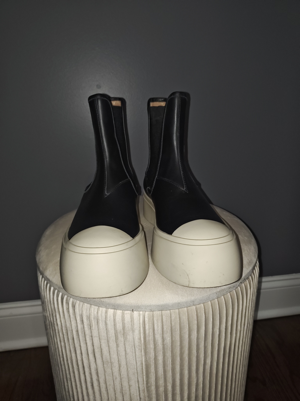 Authentic Black Leather Platform Marni Boots with Cream Soles